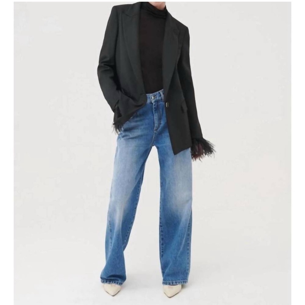 MARELLA cecco blazer in black, Feather trim Sz10